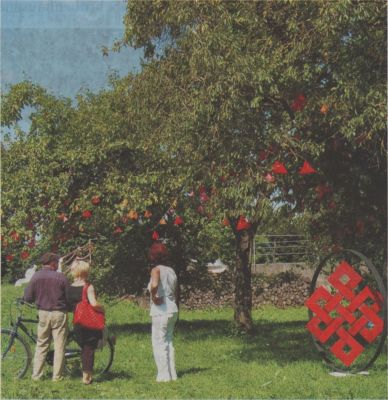 Bunte Blüten zauberte Sabine Kinder an die Bäume im Obstgarten Saler